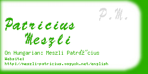 patricius meszli business card